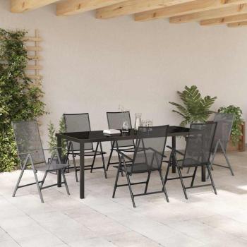 ARDEBO.de - 7-teiliges Garten-Ess-Set Anthrazit Stahl