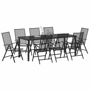 ARDEBO.de - 9-teiliges Garten-Essset Anthrazit Stahl