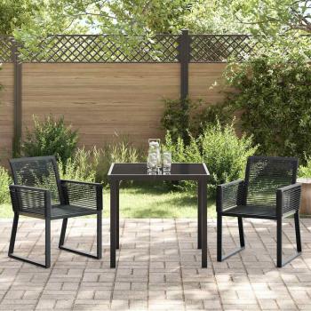 3-teiliges Garten-Essset Schwarz Poly-Rattan