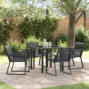 ARDEBO.de - 5-teiliges Garten-Essenset Schwarzes Poly-Rattan