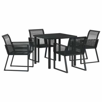 5-teiliges Garten-Essenset Schwarzes Poly-Rattan