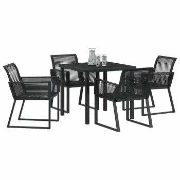 5-teiliges Garten-Essenset Schwarzes Poly-Rattan