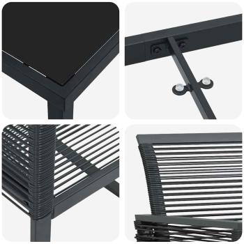 5-teiliges Garten-Essenset Schwarzes Poly-Rattan