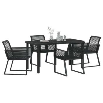 5-teiliges Garten-Esszimmer-Set Schwarz Poly-Rattan