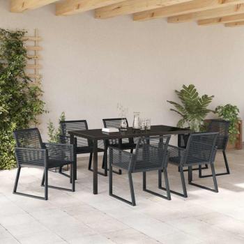 7-teiliges Garten-Essset Schwarz Poly-Rattan