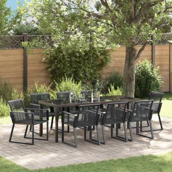 ARDEBO.de - Garten Essgruppe 9 stk. Schwarz Pulverbeschichteter Stahl
