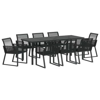 9-teiliges Garten-Ess-Set Schwarz Poly-Rattan