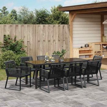 9-teiliges Garten-Ess-Set Schwarz Poly-Rattan
