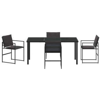 5-teiliges Garten-Essset mit Kissen Schwarz Textilene und Stahl