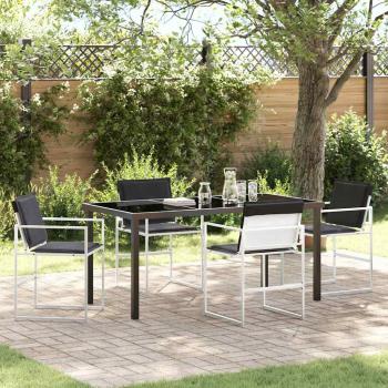 ARDEBO.de - 5-teiliges Garten-Ess-Set mit Kissen, Weiß, Textilene und Stahl