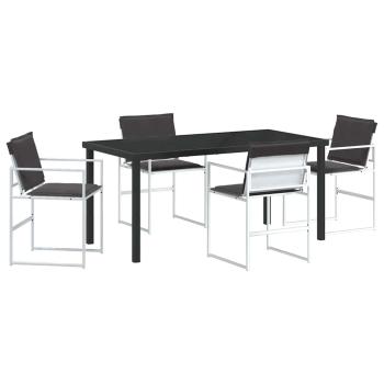 5-teiliges Garten-Ess-Set mit Kissen, Weiß, Textilene und Stahl