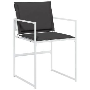 5-teiliges Garten-Ess-Set mit Kissen, Weiß, Textilene und Stahl