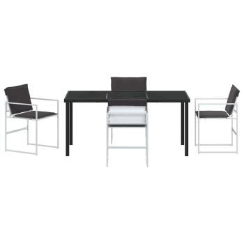 5-teiliges Garten-Ess-Set mit Kissen, Weiß, Textilene und Stahl