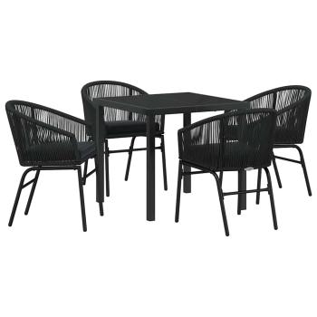 5-teiliges Garten-Essset Schwarz Poly-Rattan