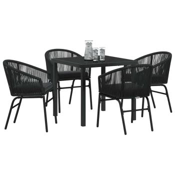 5-teiliges Garten-Essset Schwarz Poly-Rattan