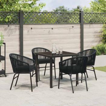 5-teiliges Garten-Essset Schwarz Poly-Rattan