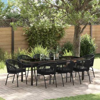 ARDEBO.de - Garten Essgruppe 9 stk. Schwarz Pulverbeschichteter Stahl