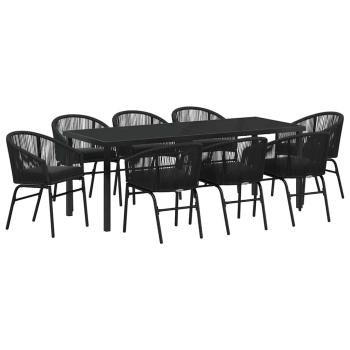 Garten Essgruppe 9 stk. Schwarz Pulverbeschichteter Stahl