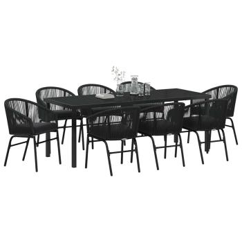 Garten Essgruppe 9 stk. Schwarz Pulverbeschichteter Stahl