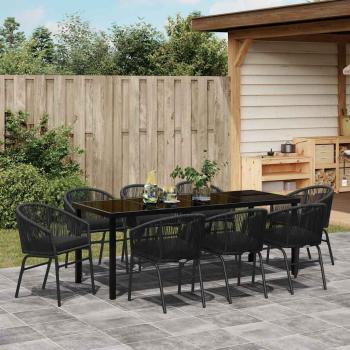 Garten Essgruppe 9 stk. Schwarz Pulverbeschichteter Stahl