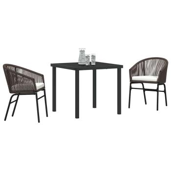 3-teiliges Garten-Essset Braun Poly-Rattan