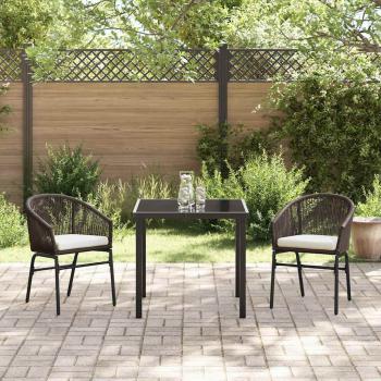 3-teiliges Garten-Essset Braun Poly-Rattan