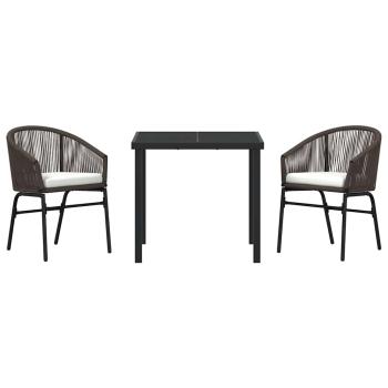 3-teiliges Garten-Essset Braun Poly-Rattan