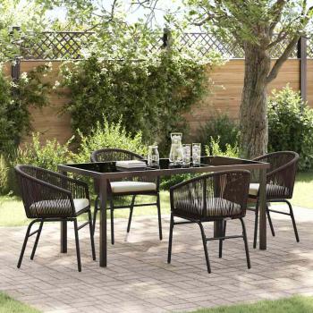 ARDEBO.de - 5-tlg. Garten-Esszimmer-Set Braunes Poly-Rattan