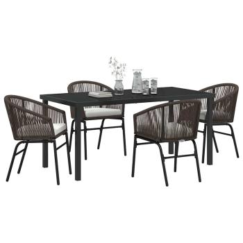 5-tlg. Garten-Esszimmer-Set Braunes Poly-Rattan