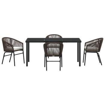 5-tlg. Garten-Esszimmer-Set Braunes Poly-Rattan
