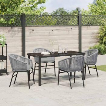 5-teiliges Garten-Essgruppe Grau Poly-Rattan