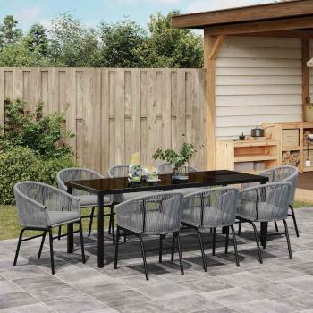 Garten Essgruppe 9 stk. Anthrazit Pulverbeschichteter Stahl
