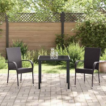 3-teiliges Garten-Ess-Set Braun Poly-Rattan