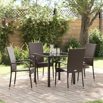 ARDEBO.de - 5-teiliges Garten-Esszimmer-Set Braun Poly-Rattan