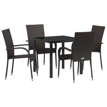 5-teiliges Garten-Esszimmer-Set Braun Poly-Rattan