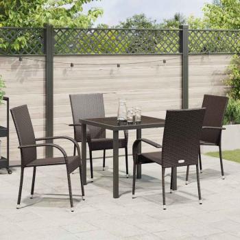 5-teiliges Garten-Esszimmer-Set Braun Poly-Rattan