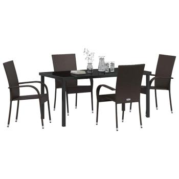 5-teiliges Garten-Essset Braun Poly-Rattan