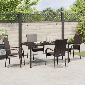 5-teiliges Garten-Essset Braun Poly-Rattan