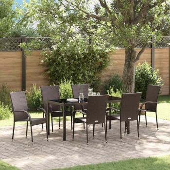 ARDEBO.de - 7-teiliges Gartentischset Braun Poly-Rattan