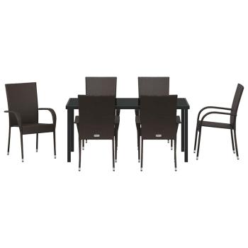 7-teiliges Gartentischset Braun Poly-Rattan