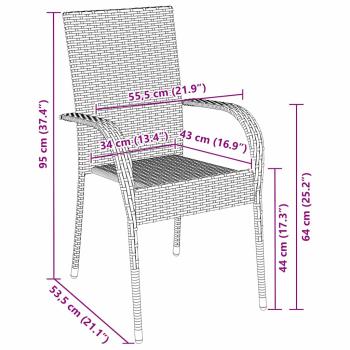 3-teilige Garten-Essgruppe Schwarz Poly Rattan
