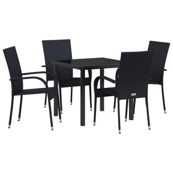 5-teiliges Garten-Esszimmer-Set Schwarz Poly-Rattan