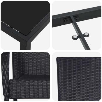 5-teiliges Garten-Esszimmer-Set Schwarz Poly-Rattan