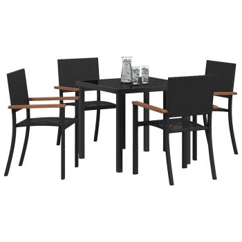 5-teiliges Garten-Esszimmer-Set Schwarzes Poly-Rattan