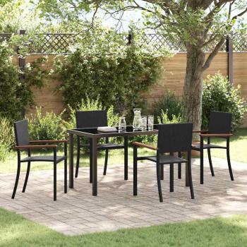 ARDEBO.de - Garten-Essset Schwarz Poly-Rattan 5-teilig