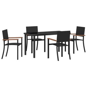 Garten-Essset Schwarz Poly-Rattan 5-teilig