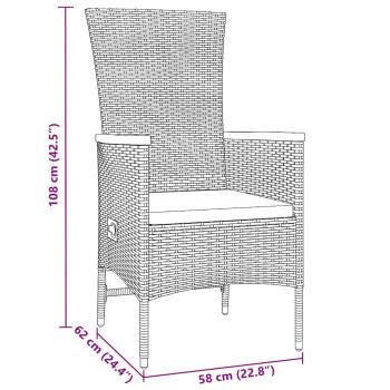 5-teiliges Garten-Esszimmer-Set mit Kissen Graue Poly-Rattan