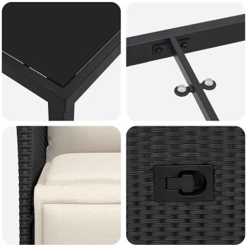 7-teiliges Garten-Essset mit Kissen Schwarz Poly-Rattan