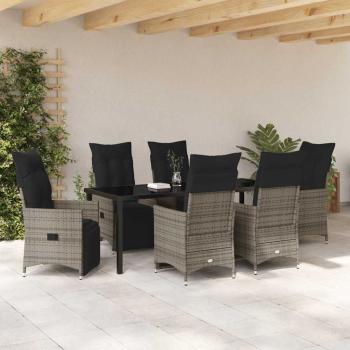 Garten Essgruppe 7 stk. Grau Poly-Rattan
