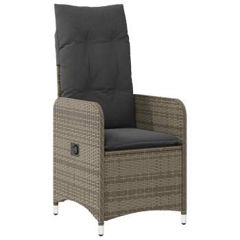 5-teiliges Garten-Ess-Set mit Kissen in Grau aus Poly-Rattan